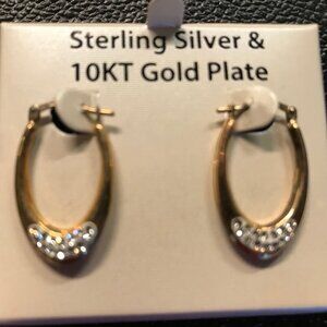 NIB HOOP earrings Sterling silver & 10K GOLD PLATE